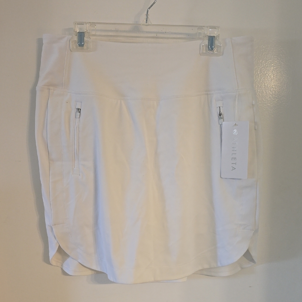 Athleta White Faireay Skort 18" with Zipper Details NWT